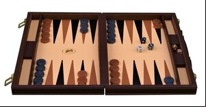 Italfama Luxury Brown Leatherette 14.5-inch Compact Backgammon Set