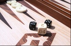 Manopoulos Compact Oak & Walnut 15-inch Backgammon Set