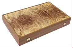 Manopoulos Luxury Olive Burl 19-inch Backgammon Set