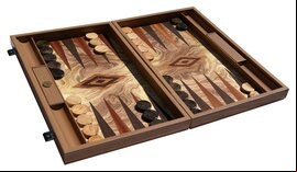 Manopoulos Luxury Olive Burl 19-inch Backgammon Set