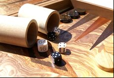 Manopoulos Luxury Olive Burl 19-inch Backgammon Set