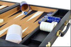 Crisloid Classic Blue Champion Attaché 19-inch Backgammon Set