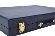 Crisloid Classic Blue Champion Attaché 19-inch Backgammon Set