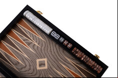 15 inch Deluxe Backgammon Set - Grey Ebony Wood Veneer