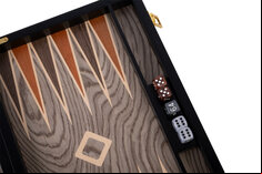 15 inch Deluxe Backgammon Set - Grey Ebony Wood Veneer