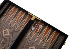 15 inch Deluxe Backgammon Set - Grey Ebony Wood Veneer