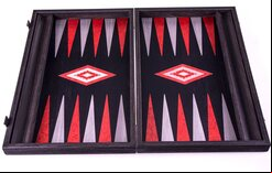 Manopoulos Luxury Black Oak Argento 19-inch Backgammon Set