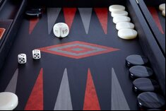 Manopoulos Luxury Black Oak Argento 19-inch Backgammon Set