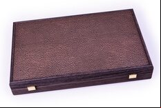 Manopoulos Mocha Brown Leatherette Backgammon Set (19-inch)