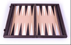 Manopoulos Mocha Brown Leatherette Backgammon Set (19-inch)