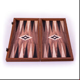 Manopoulos Walnut Effect 19-inch Wooden Backgammon Set