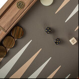 Manopoulos Crocodile Tote Grey Beige 19 inch Backgammon Set