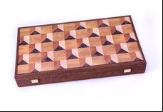 Manopoulos Creative Geometrical Wood Motif 19-inch Backgammon Set