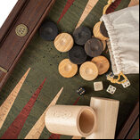 Manopoulos Green Cork 19 inch Backgammon Set