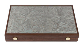 Manopoulos Pearly Grey Vavona 19 inch Wooden Backgammon Set
