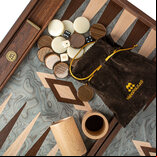 Manopoulos Pearly Grey Vavona 19 inch Wooden Backgammon Set