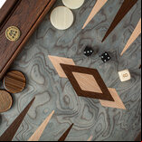 Manopoulos Pearly Grey Vavona 19 inch Wooden Backgammon Set