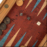 Manopoulos Red Cork 19 inch Backgammon Set