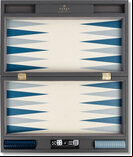Vegan Leather Cream & Blue Backgammon - 18 inch