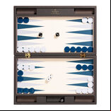 Vegan Leather Cream & Blue Backgammon - 18 inch