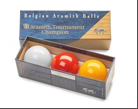 Set of Tournament Champion Aramith Billiard Balls (with Yellow, 2 & 1/16 inch, 52.5mm)