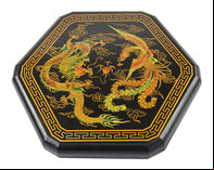 Chinese Checkers in Leatherette Box with Wooden Marbles (black Dragons & Phoenix Design)
