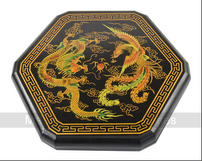 Chinese Checkers in Leatherette Box with Wooden Marbles (black Dragons & Phoenix Design)