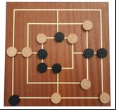 Nine Men's Morris - Wooden Board with Wooden Pieces
