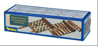 Philos Roll-Up Travel Games Combo - Backgammon, Chess & Draughts
