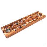 Folding Kalaha Game with Semi-Precious Stones - 2 Colour Wood