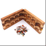 Folding Kalaha Game with Semi-Precious Stones - 2 Colour Wood