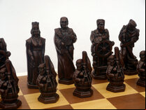 Christopher Columbus Ornamental Chess Set by Berkeley Chess (cream & brown, board not included)