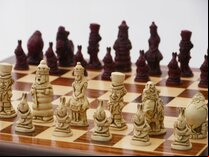 Berkeley Alice in Wonderland Ornamental Chess Set (cream & red, board not included)