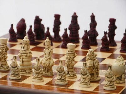 Berkeley Alice in Wonderland Ornamental Chess Set (cream & red, board not included)
