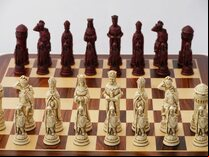 Berkeley Chess Camelot Ornamental Chess Set (cream & red, board not included)