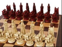 Berkeley Chess Elizabethan Ornamental Chess Set (cream & red, board not included)
