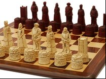 Berkeley Chess English History Ornamental Chess Set (cream & red, board not included)