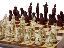 Berkeley Chess Mandarin Ornamental Chess Set (cream & red, board not included)