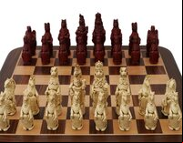 Berkeley Chess Royal Beasts Ornamental Chess Set (cream & red, board not included)