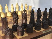 Berkeley Chess English History Ornamental Chess Set (cream & brown, board not included)
