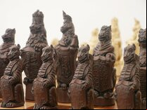 Berkeley Chess Royal Beasts Ornamental Chess Set (cream & brown, board not included)