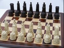 Scottish History Chess Set by Berkeley Chess (cream & brown, board not included)