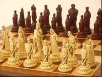 Berkeley Shakespeare Ornamental Chess Set (cream & red, board not included)