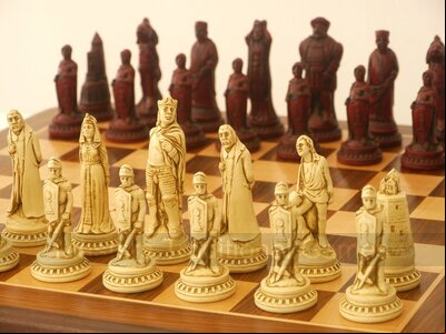 Berkeley Shakespeare Ornamental Chess Set (cream & red, board not included)