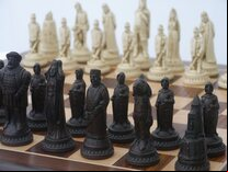 Berkeley Shakespeare Ornamental Chess Set (cream & brown, board not included)
