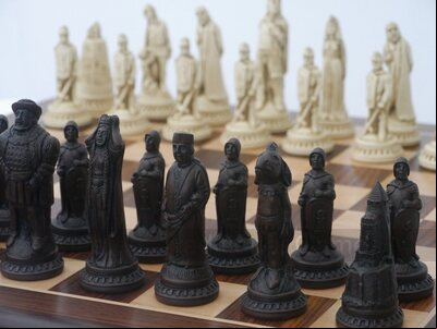Berkeley Shakespeare Ornamental Chess Set (cream & brown, board not included)