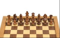 Wooden Chess Set with Folding Board & Storage