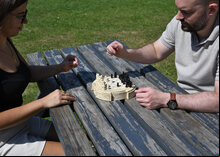 Isle Of Lewis Compact Chess Set - 9 inches with circular cabinet