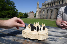 Isle Of Lewis Compact Chess Set - 9 inches with circular cabinet