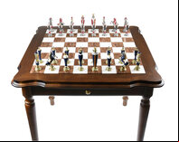 Italfama 4-leg Chess Table with Alabaster & Marble Top (84cm Board)